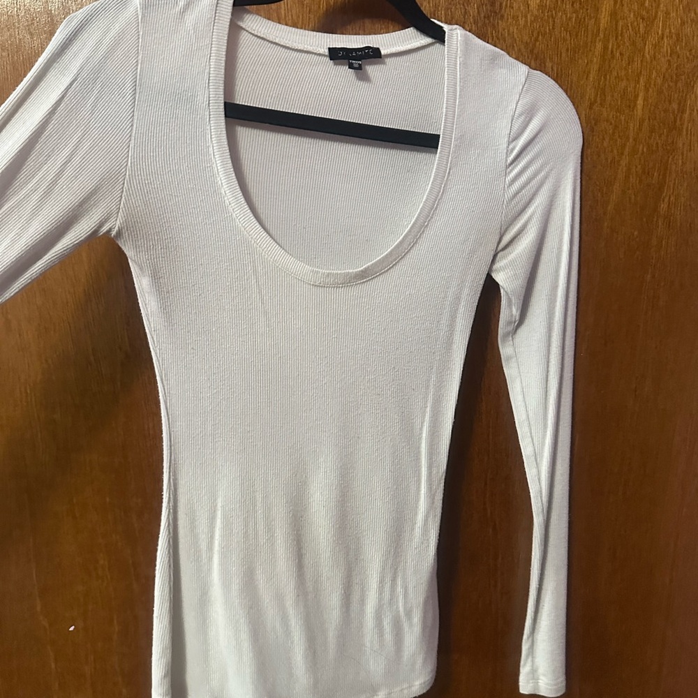 Dynamite Cream Ribbed Long Sleeve Top